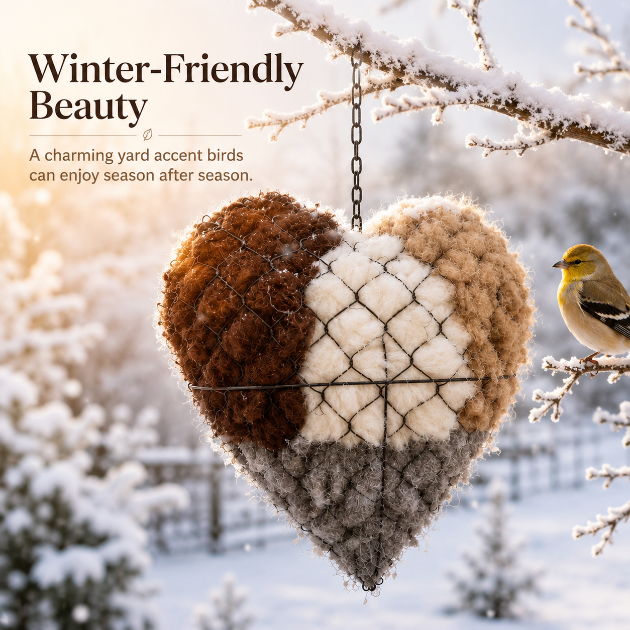 Handmade Alpaca Fiber Bird Nesting Heart
