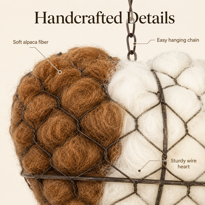Handmade Alpaca Fiber Bird Nesting Heart