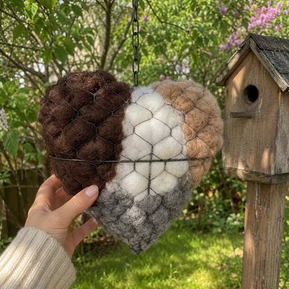 Handmade Alpaca Fiber Bird Nesting Heart