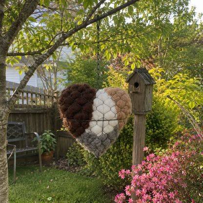 Handmade Alpaca Fiber Bird Nesting Heart
