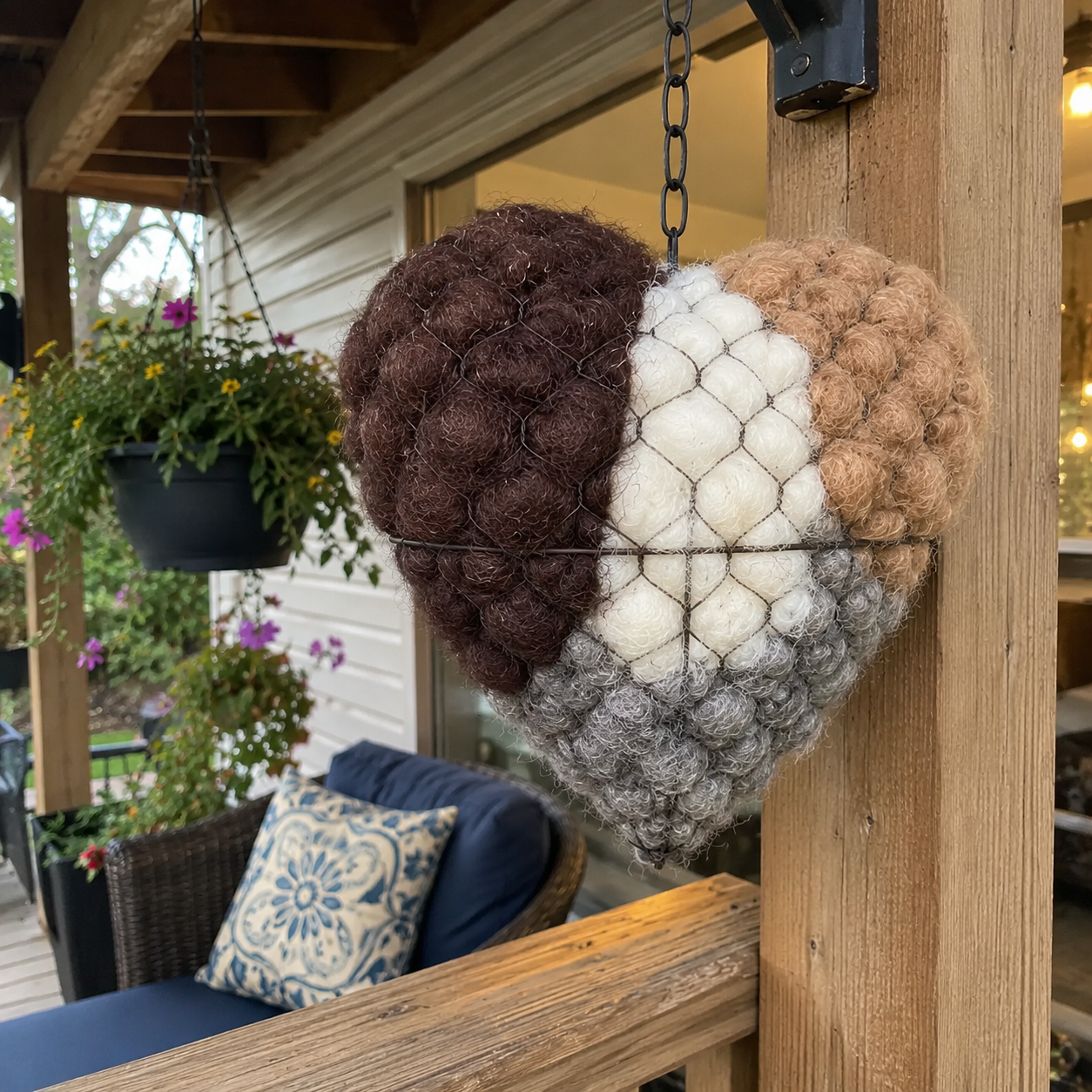 Handmade Alpaca Fiber Bird Nesting Heart