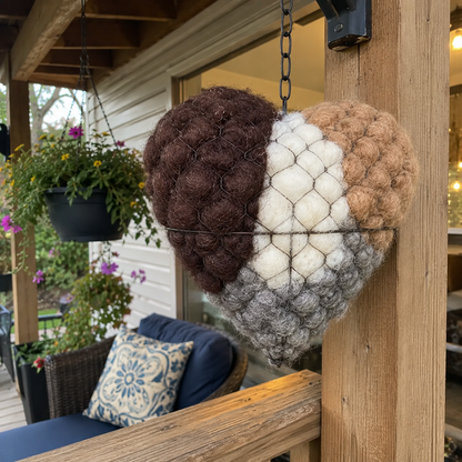 Handmade Alpaca Fiber Bird Nesting Heart