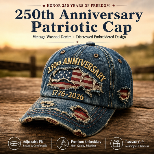 🇺🇸 250th Anniversary Vintage Denim Patriotic Cap
