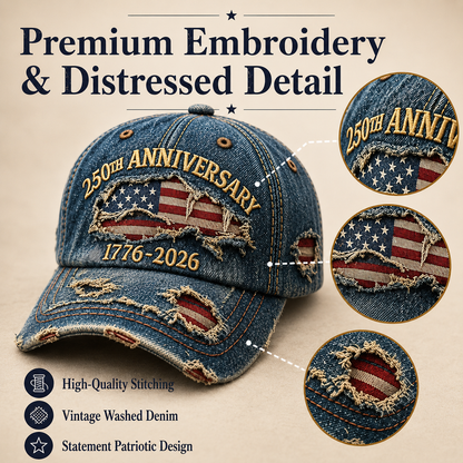 🇺🇸 250th Anniversary Vintage Denim Patriotic Cap