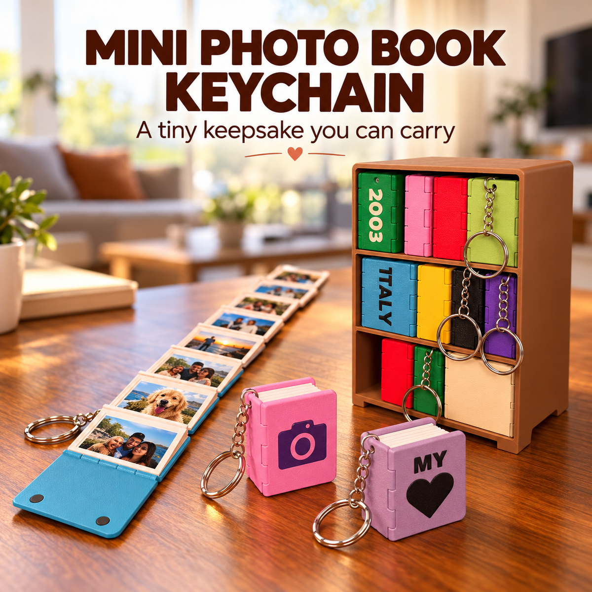 📸 Personalized Mini Photo Book | Custom Memory Keepsake & Keychain