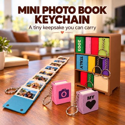 📸 Personalized Mini Photo Book | Custom Memory Keepsake & Keychain