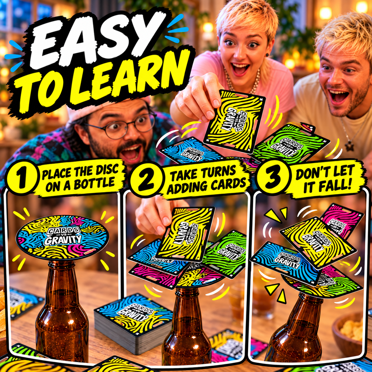 🔥 50% OFF Today! Cards vs Gravity – Waterproof Card Balancing Game for Parties & Travel