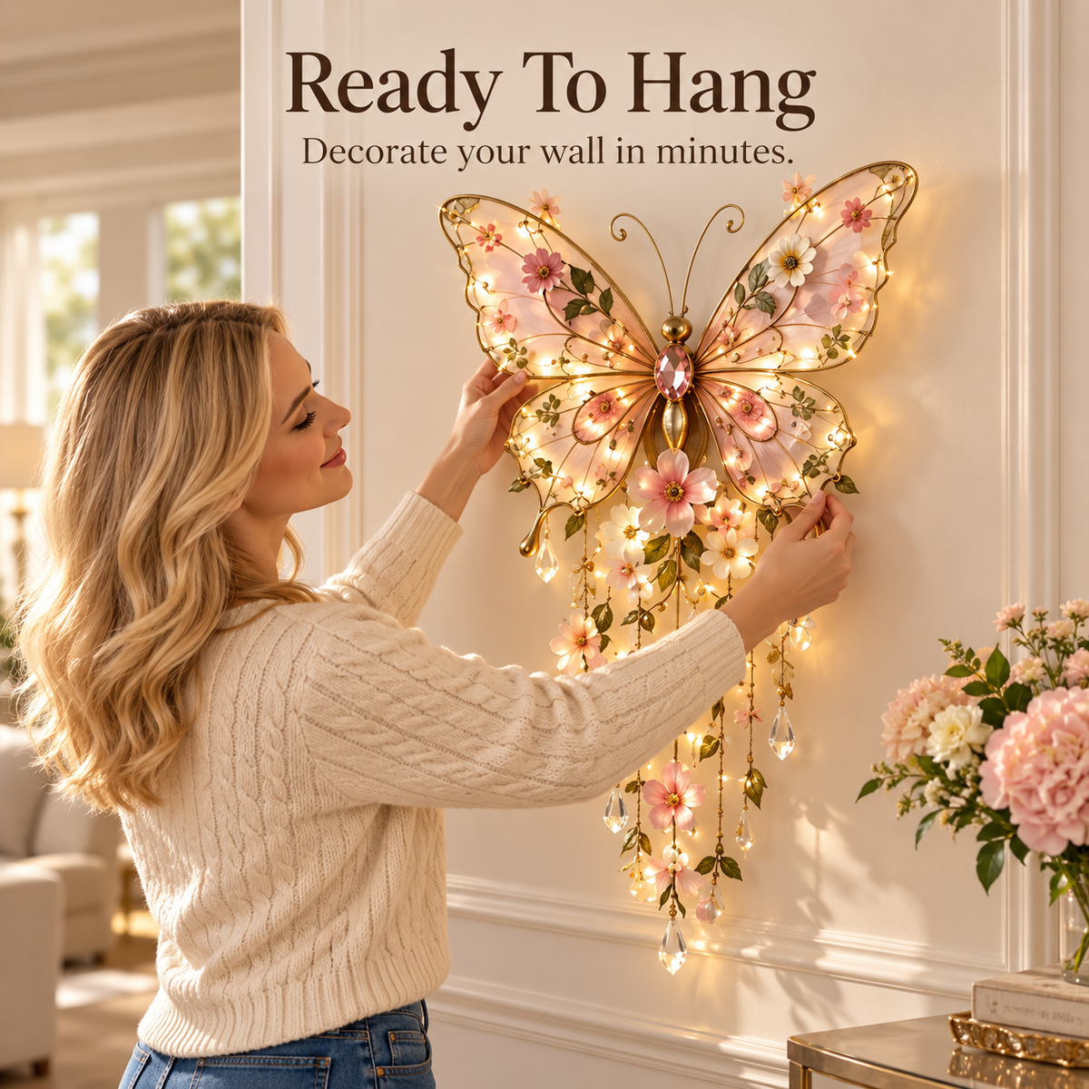 🦋 Butterfly Garden Light ✨ Romantic Floral Glow Wall Decor Gift 🎁