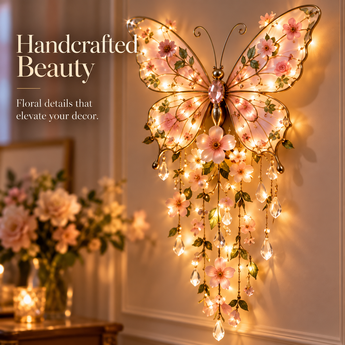 🦋 Butterfly Garden Light ✨ Romantic Floral Glow Wall Decor Gift 🎁