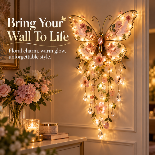 🦋 Butterfly Garden Light ✨ Romantic Floral Glow Wall Decor Gift 🎁
