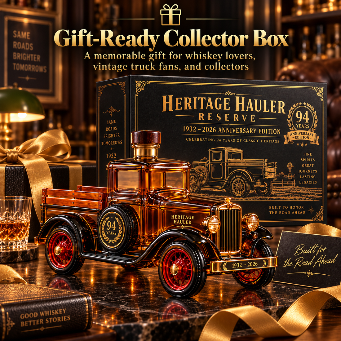 Heritage Hauler Reserve commemorative decanter and gift box