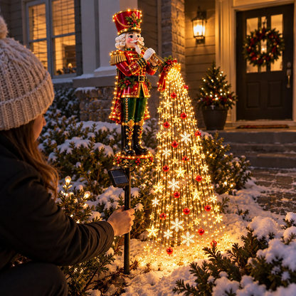 🎄 Weihnachtliche Sternenlichtkaskade – Solarbetriebene LED-Gartenstecker