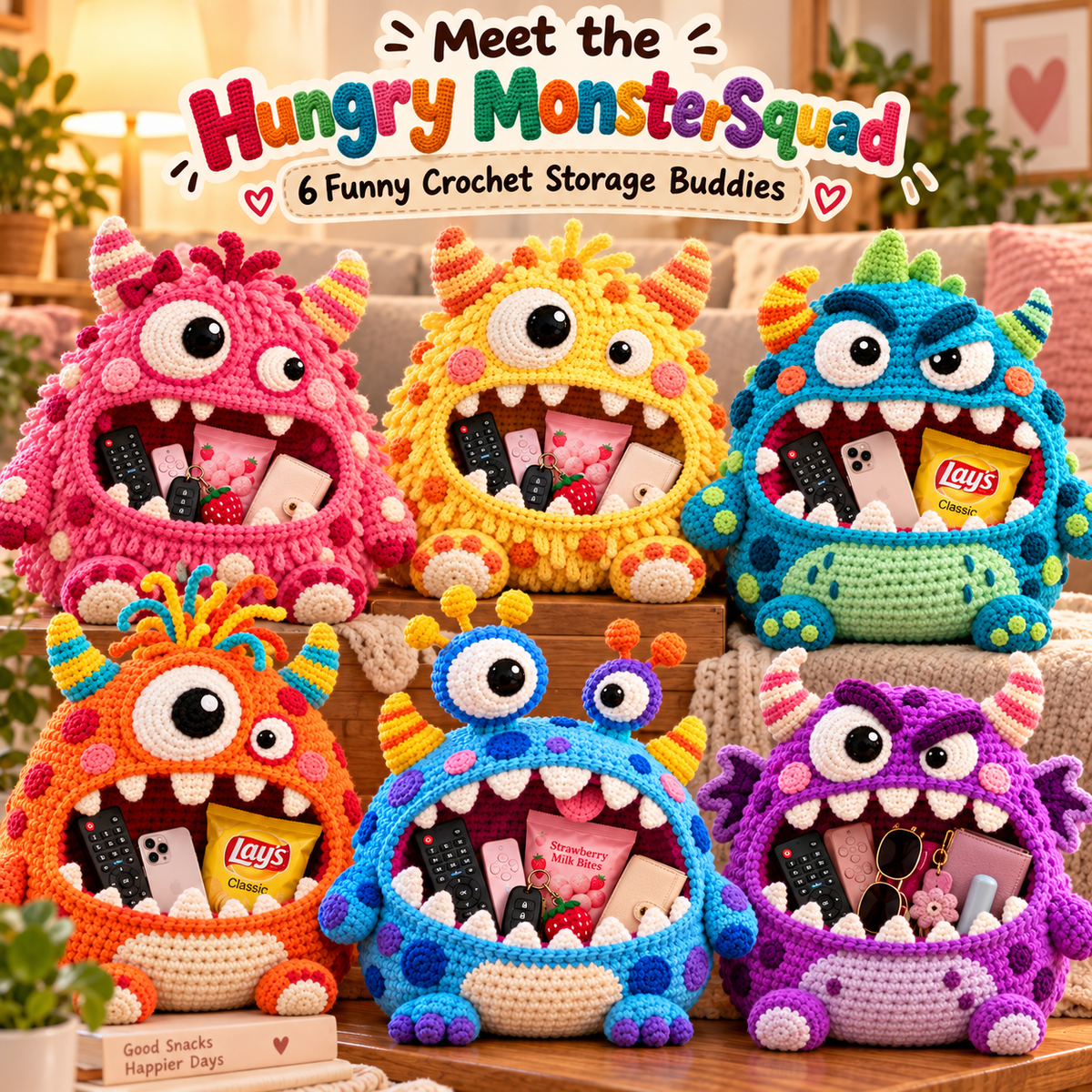👾Clutter Munchers Hungry Monster DIY Crochet Storage Buddies 🧶
