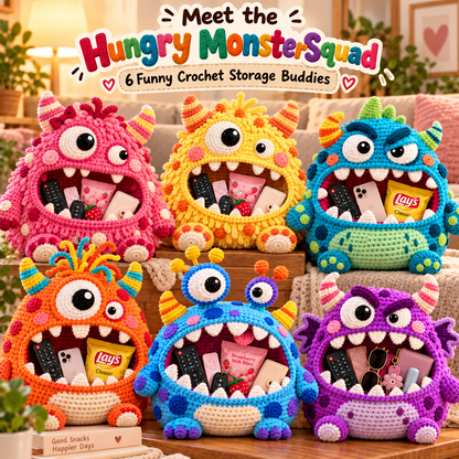 👾Clutter Munchers Hungry Monster DIY Crochet Storage Buddies 🧶