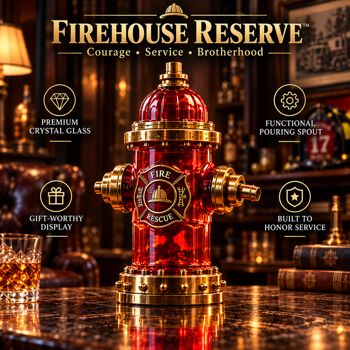 Firehouse Reserve™ — Firefighter Tribute Whiskey Decanter