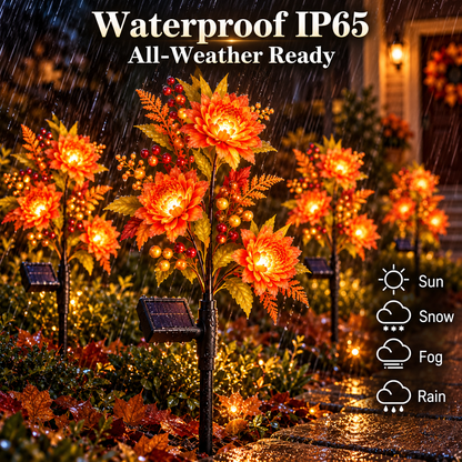 🍁 Autumn Glow Solar Flower Garden Lights – Warm LED Outdoor Fall Decor