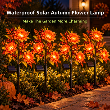 🍁 Autumn Glow Solar Flower Garden Lights – Warm LED Outdoor Fall Decor