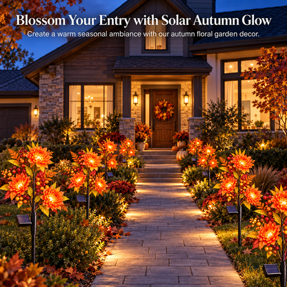 🍁 Autumn Glow Solar Flower Garden Lights – Warm LED Outdoor Fall Decor