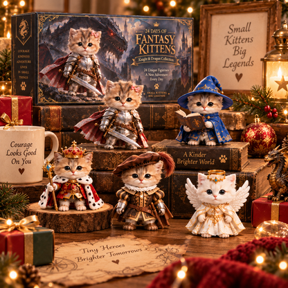 🐉 24 Days of Fantasy Kittens Advent Calendar – Knight & Dragon Collection 🐱