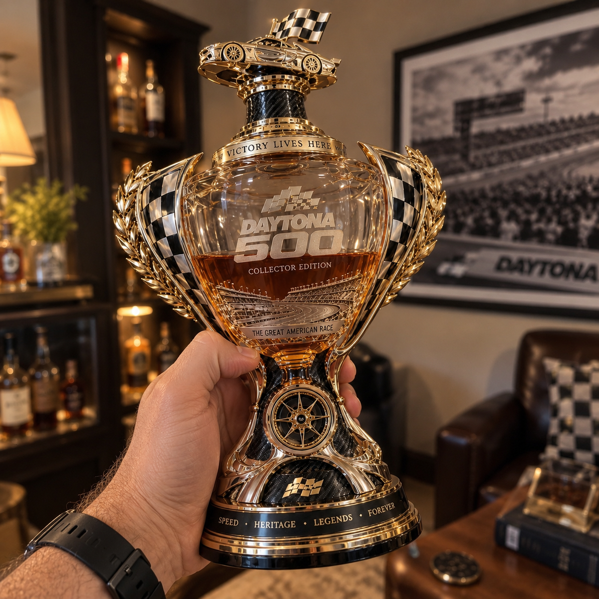 🏆 Daytona 500 Racing Legacy Trophy Whiskey Decanter – Collector’s Edition
