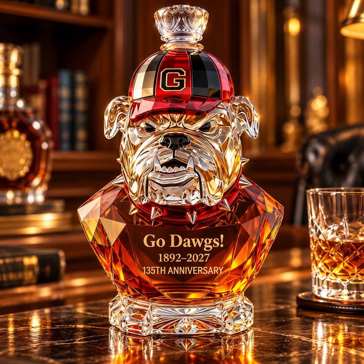 🏈🐾 Bulldog Legacy Whiskey Decanter – Crystal-Style Football Collector’s Bottle & Unique Gift for Him 🥃