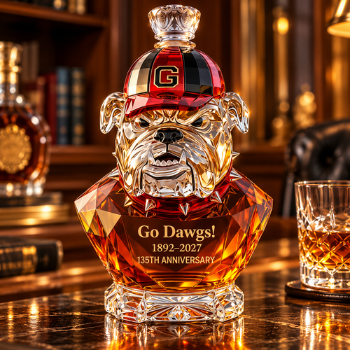 🏈🐾 Bulldog Legacy Whiskey Decanter – Crystal-Style Football Collector’s Bottle & Unique Gift for Him 🥃