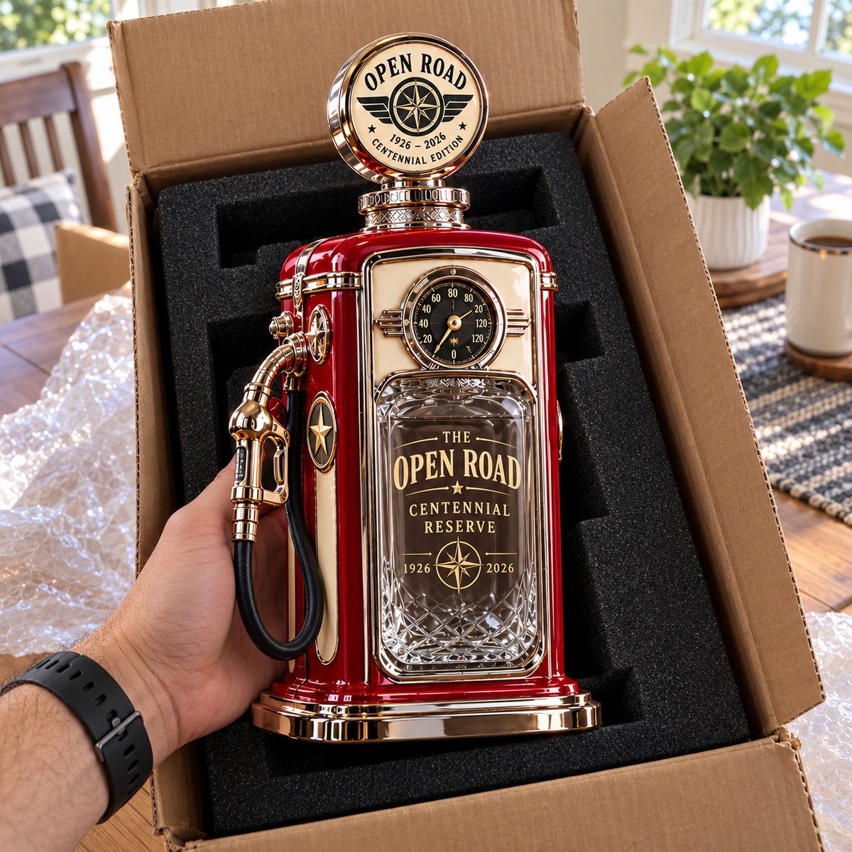 ⛽ The Open Road 1926–2026 Centennial Gas Pump Whiskey Decanter