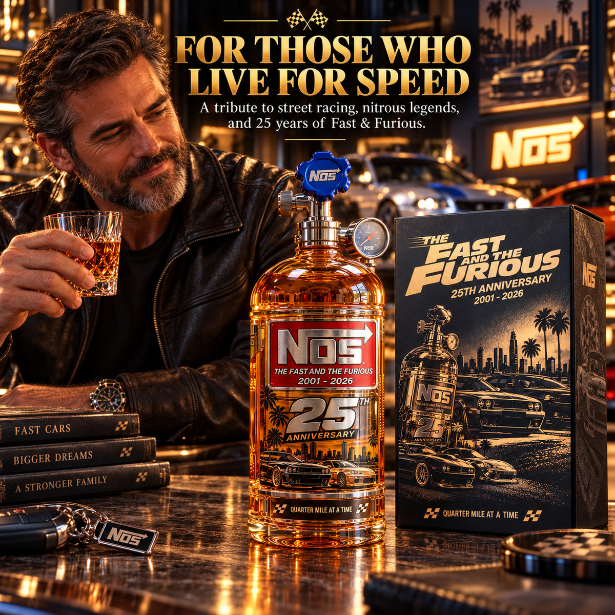 🏁 Full Throttle 25th Anniversary Nitrous Tank Whiskey Decanter – Street Racing Tribute, Collector’s Edition with Gift Box 🥃