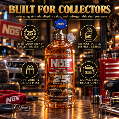 🏁 Full Throttle 25th Anniversary Nitrous Tank Whiskey Decanter – Street Racing Tribute, Collector’s Edition with Gift Box 🥃