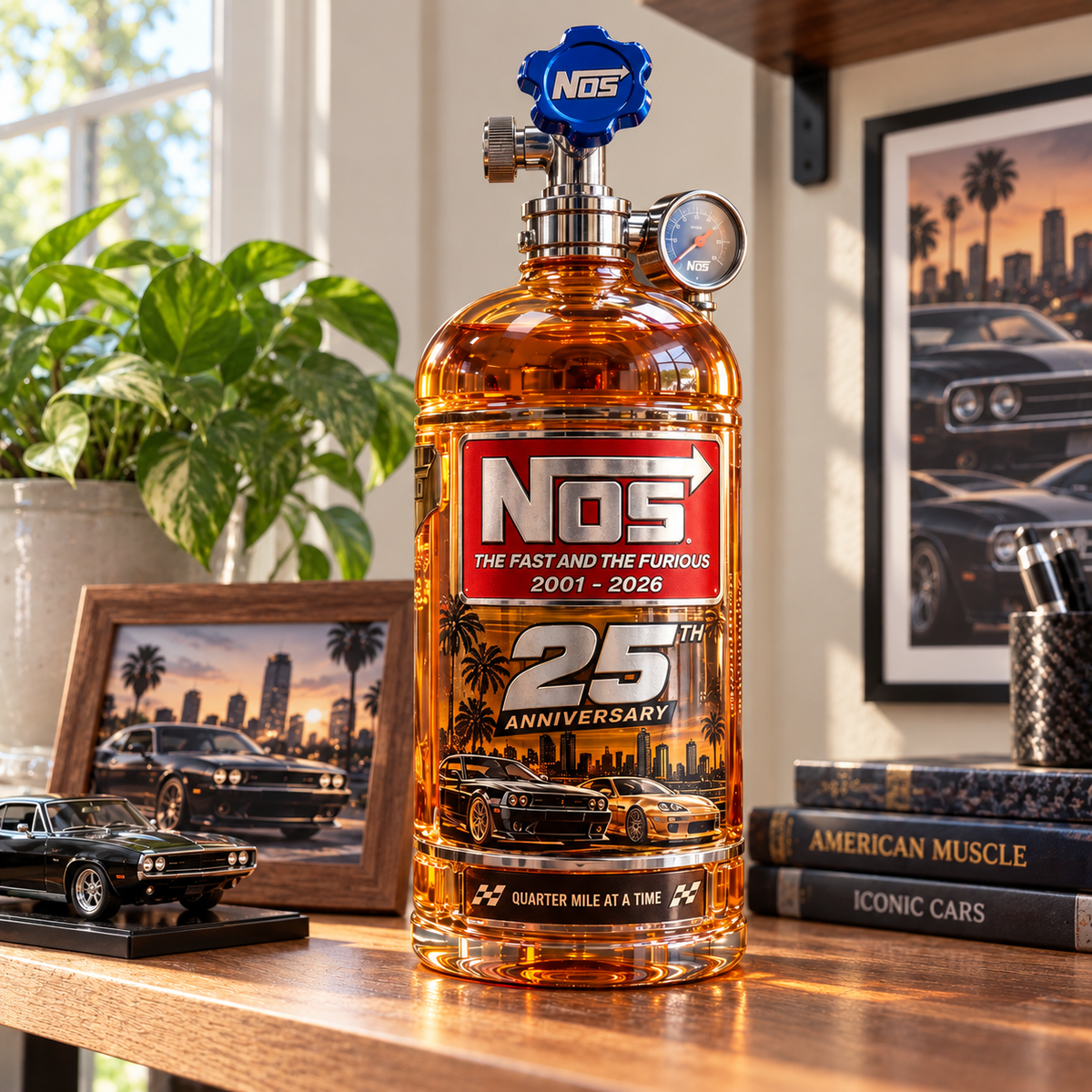 🏁 Full Throttle 25th Anniversary Nitrous Tank Whiskey Decanter – Street Racing Tribute, Collector’s Edition with Gift Box 🥃