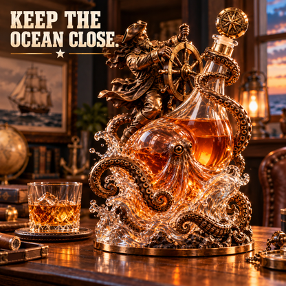 ⚓ Stormbound Captain & Deep-Sea Octopus Whiskey Decanter – 2026 Nautical Collector’s Edition 🥃