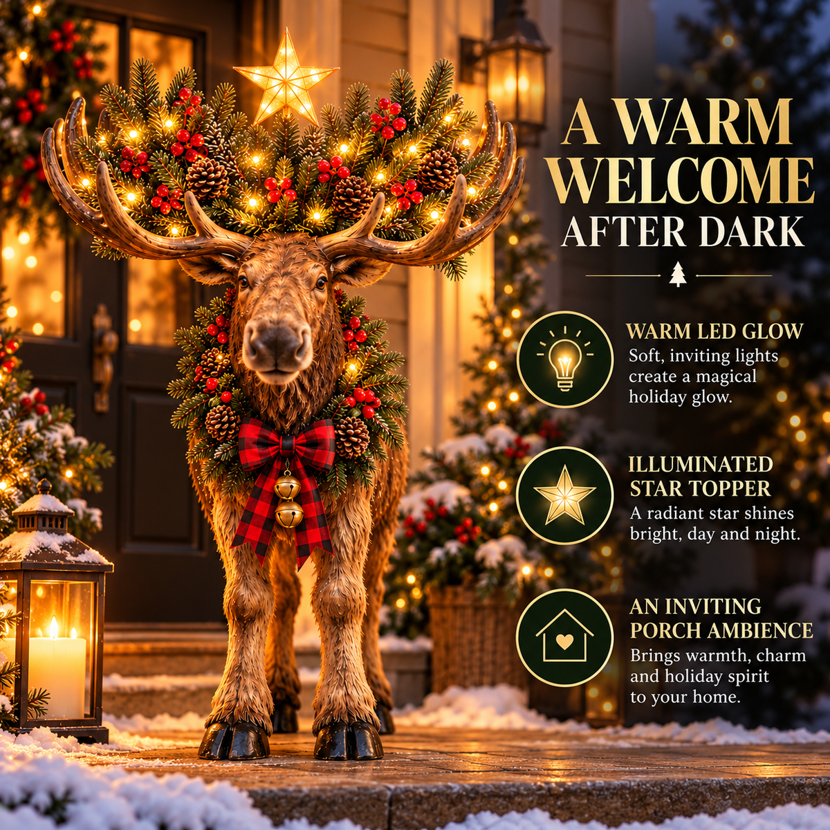 🎄 Woodland Christmas Moose – Lighted Holiday Decor