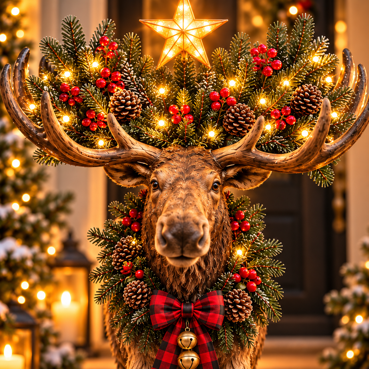 🎄 Woodland Christmas Moose – Lighted Holiday Decor