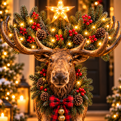 🎄 Woodland Christmas Moose – Lighted Holiday Decor