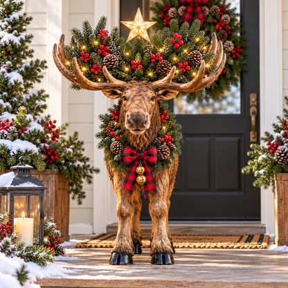🎄 Woodland Christmas Moose – Lighted Holiday Decor