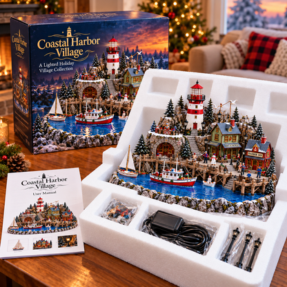 🎄⚓ Coastal Christmas Wonderland™ – Lighted Lighthouse Village ✨