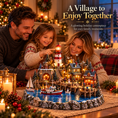 🎄⚓ Coastal Christmas Wonderland™ – Lighted Lighthouse Village ✨