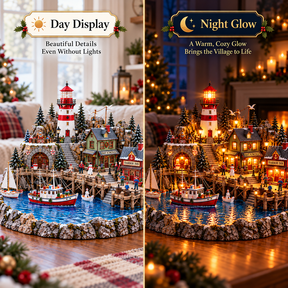 🎄⚓ Coastal Christmas Wonderland™ – Lighted Lighthouse Village ✨