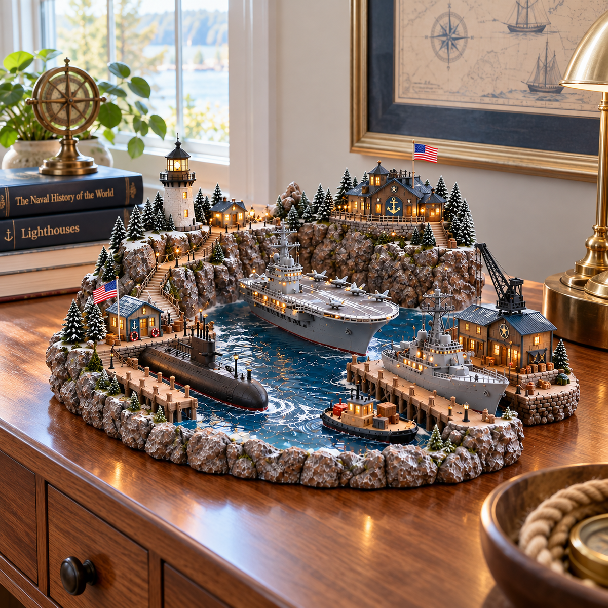 ⚓🇺🇸 Harbor of Honor™ – Lighted Naval Christmas Village & Lighthouse Display 🎄✨