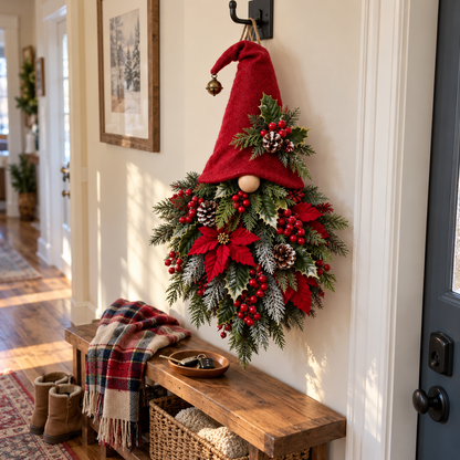 🎄🧙‍♂️ Christmas Evergreen Gnome Door Hanger