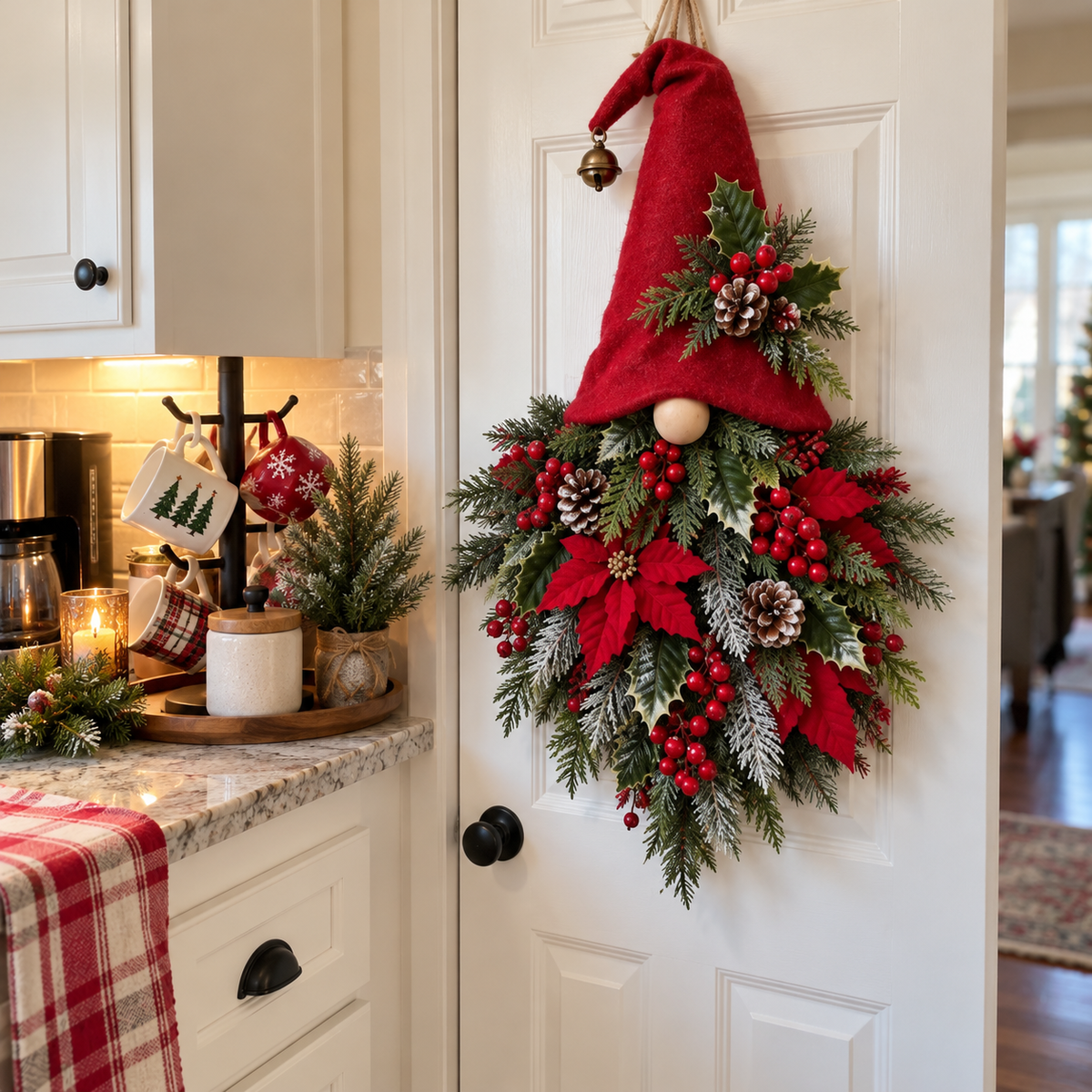 🎄🧙‍♂️ Christmas Evergreen Gnome Door Hanger