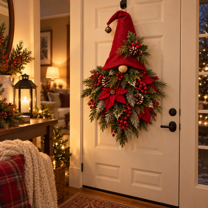 🎄🧙‍♂️ Christmas Evergreen Gnome Door Hanger
