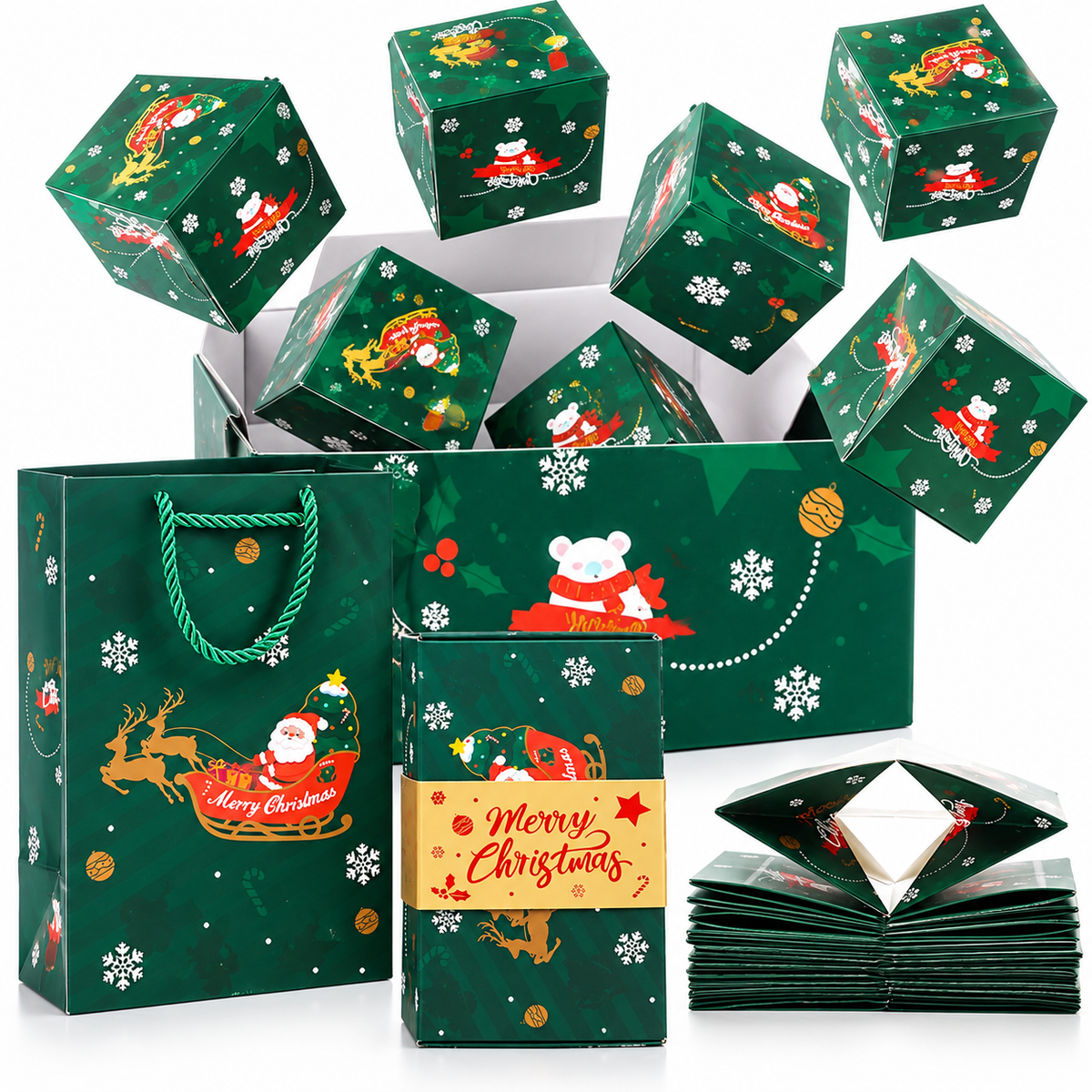 Surprise Gift Box Explosion For Money, 2026 New Unique Folding Bouncing Red Envelope Gift Box For Christmas Birthday New Year & Anniversary Parties (green)