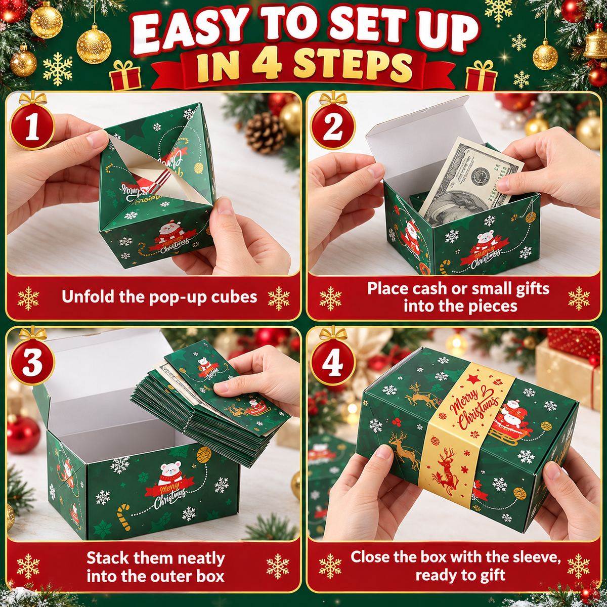 Four steps to prepare the Christmas pop-up surprise gift box