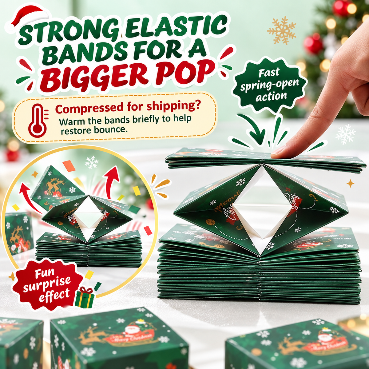 Surprise Gift Box Explosion For Money, 2026 New Unique Folding Bouncing Red Envelope Gift Box For Christmas Birthday New Year & Anniversary Parties (green)
