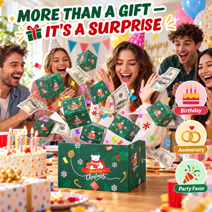 Surprise Gift Box Explosion For Money, 2026 New Unique Folding Bouncing Red Envelope Gift Box For Christmas Birthday New Year & Anniversary Parties (green)