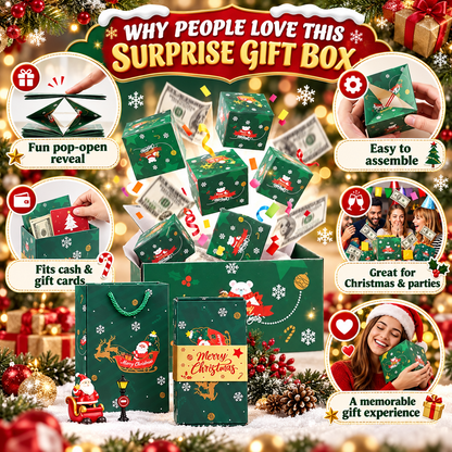 Surprise Gift Box Explosion For Money, 2026 New Unique Folding Bouncing Red Envelope Gift Box For Christmas Birthday New Year & Anniversary Parties (green)