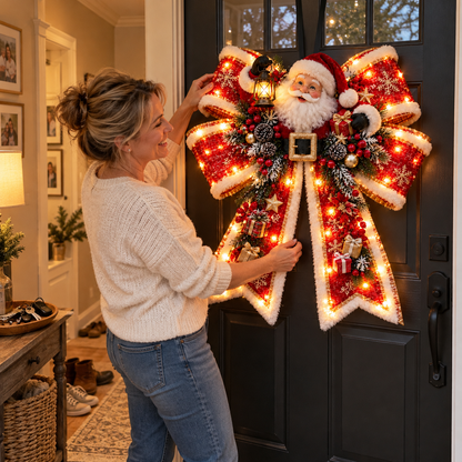 🎀✨ Christmas Magic Light-Up Door Bows – 5 Festive Character Designs