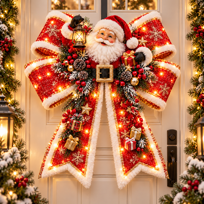 🎀✨ Christmas Magic Light-Up Door Bows – 5 Festive Character Designs