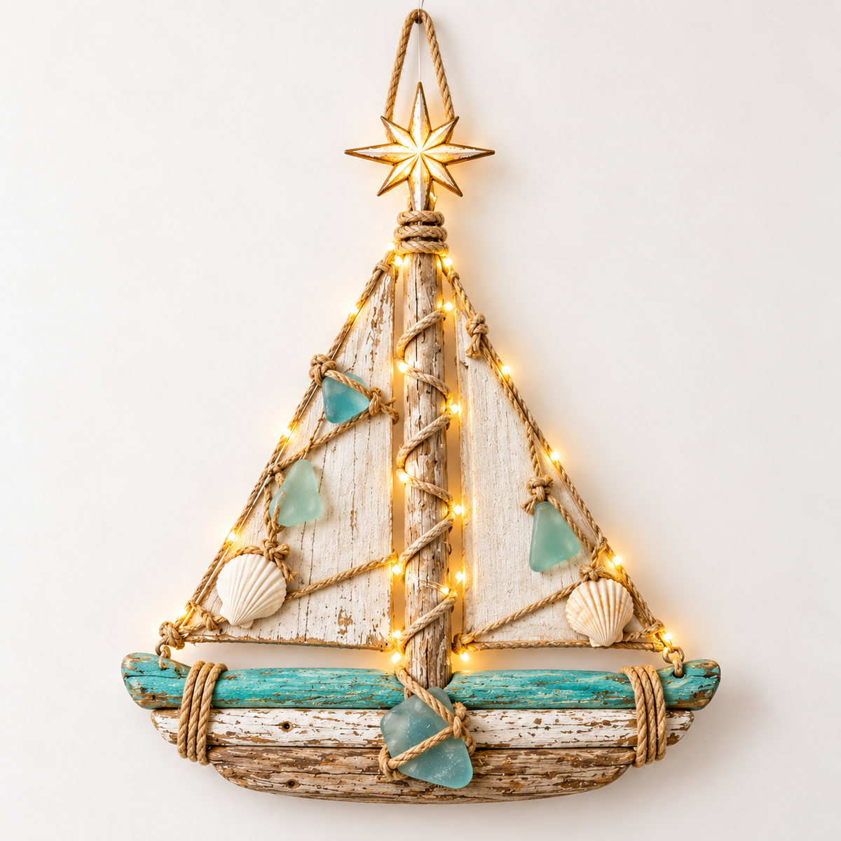 Harbor Lights Sailboat Christmas Tree – Lighted Coastal Wall Decor